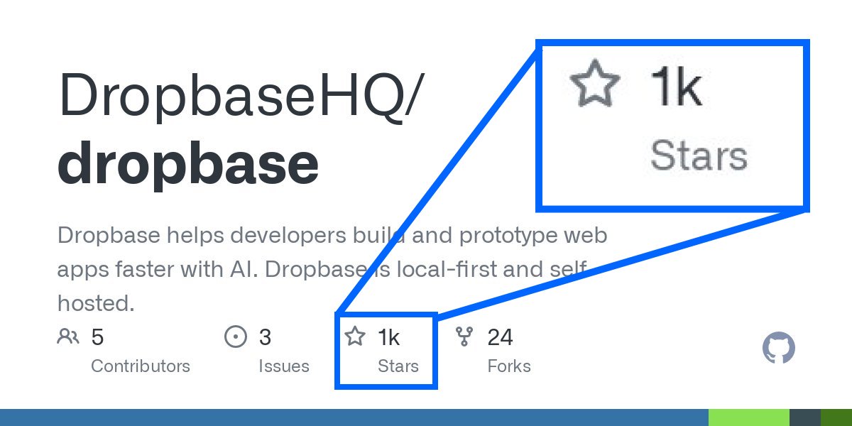 <a href="/DropbaseAI/">Dropbase</a> just reached 1,000 stars on Github!

The future of app building is prompt-based!

We are proud to empower the next billion developers. Let’s build the future together!