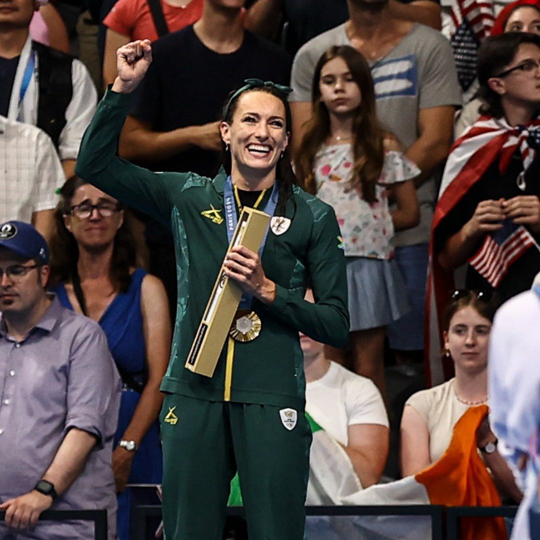 For South Africa🇿🇦🇿🇦🇿🇦 Nothing better than hearing our national anthem. Congrats to <a href="/TRSchoenmaker/">Tatjana Schoenmaker</a> #OlympicGamesParis2024
