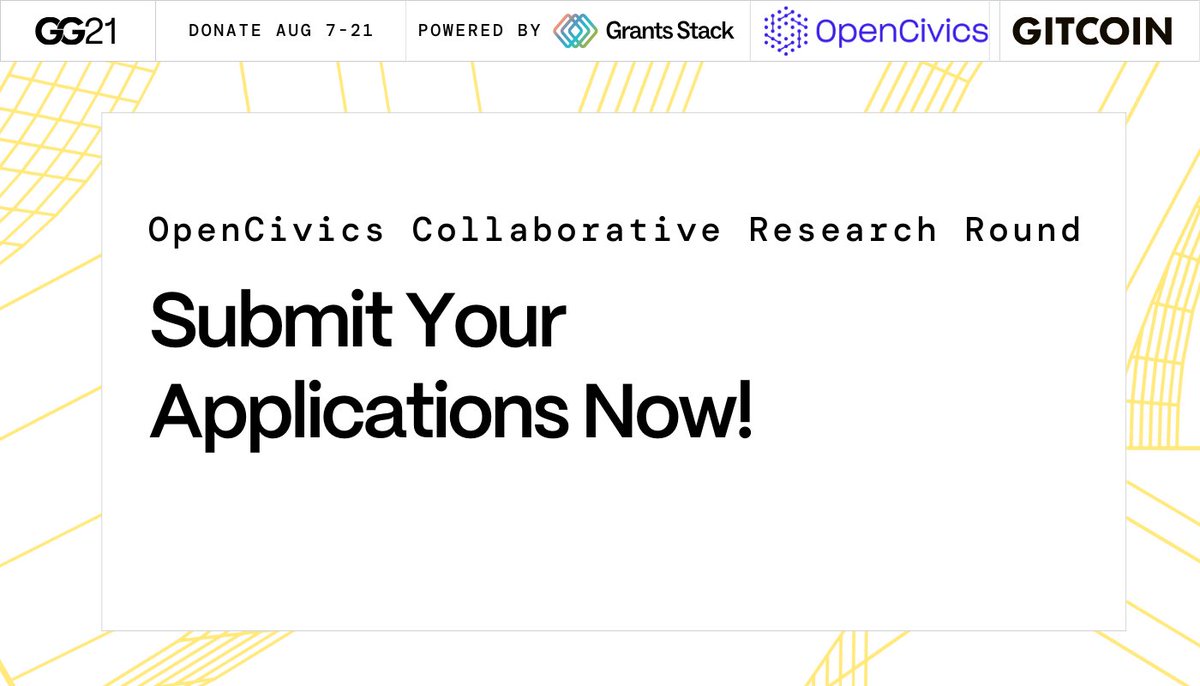 OpenCivics's tweet photo. OpenCivics exists to close the gap between innovators &amp; community organizers, leveraging the power of web3 to bootstrap local participatory democracy and pro-social economies.

Our Collaborative Research Round aims to support that work!

What kind of projects should apply? 🧵👇 https://t.co/9f4iu4C8Vr