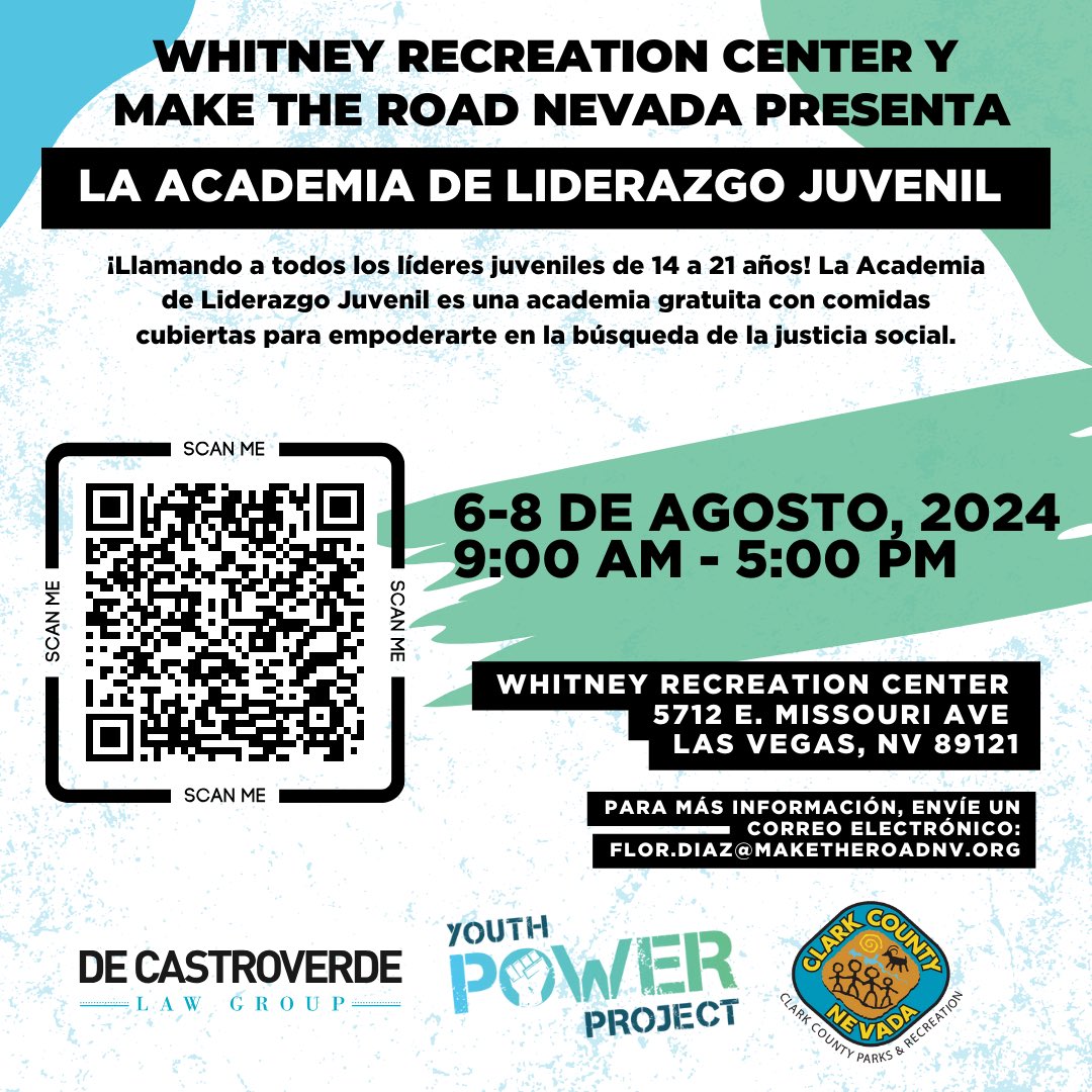 Are you or is someone you know aged 14 to 21 interested in social justice 🌍 or one day becoming a leader 🗣️ and making changes in our community? Then the Youth Leadership Academy is perfect for you! ❗

Scan the QR Code below for more details!