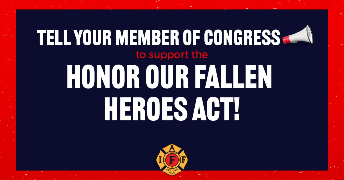🔥🏛️ The bipartisan, IAFF-endorsed Honor Our Fallen Heroes Act will ensure the families of fallen fire fighters who died from job-related cancer aren't left behind. 

Tell Congress to #HonorOurHeroes today ➡️ iaff.org/advocacy-cente…