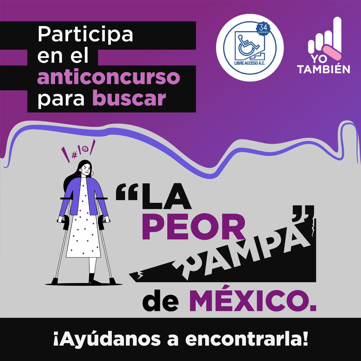 #YoTambién y <a href="/LibreAccesoAC/">Libre Acceso A.C.</a> te invitan a participar en la primera edición del anticoncurso “La peor rampa de México”. 

Ve aquí las bases: yotambien.mx/actualidad/ant…