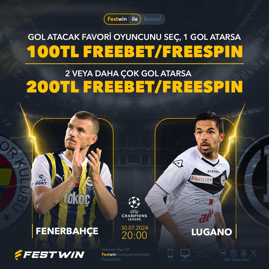 💰 FAVORİ OYUNCUN İLE FESTWİN' DE KAZANMA ZAMANI!

⚽️ Festwin ile Günün Karşılaşmasına Özel Favori Oyuncunu Seç Birlikte Kazan!

🕥 Fenerbahçe 🫢  🇨🇭 Lugano

✅TAKİP ET
✅BEĞEN
✅RT AT

Günün karşılaşması ile kazanan sen ol!

📌 Katılım Linki: bit.ly/festwinfenerba…