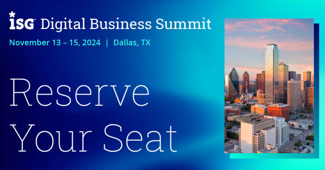 kevin_dws's tweet photo. Now in its 12th consecutive year, the ISG Digital Business Summit is the premier gathering for #digitaltransformation leaders. Join us November 13 - 15 in Dallas for insights into #costoptimization approaches, #AI and infrastructure. #ISGEvents https://t.co/IrLKZgCk8w https://t.co/Z6OdcMRogd