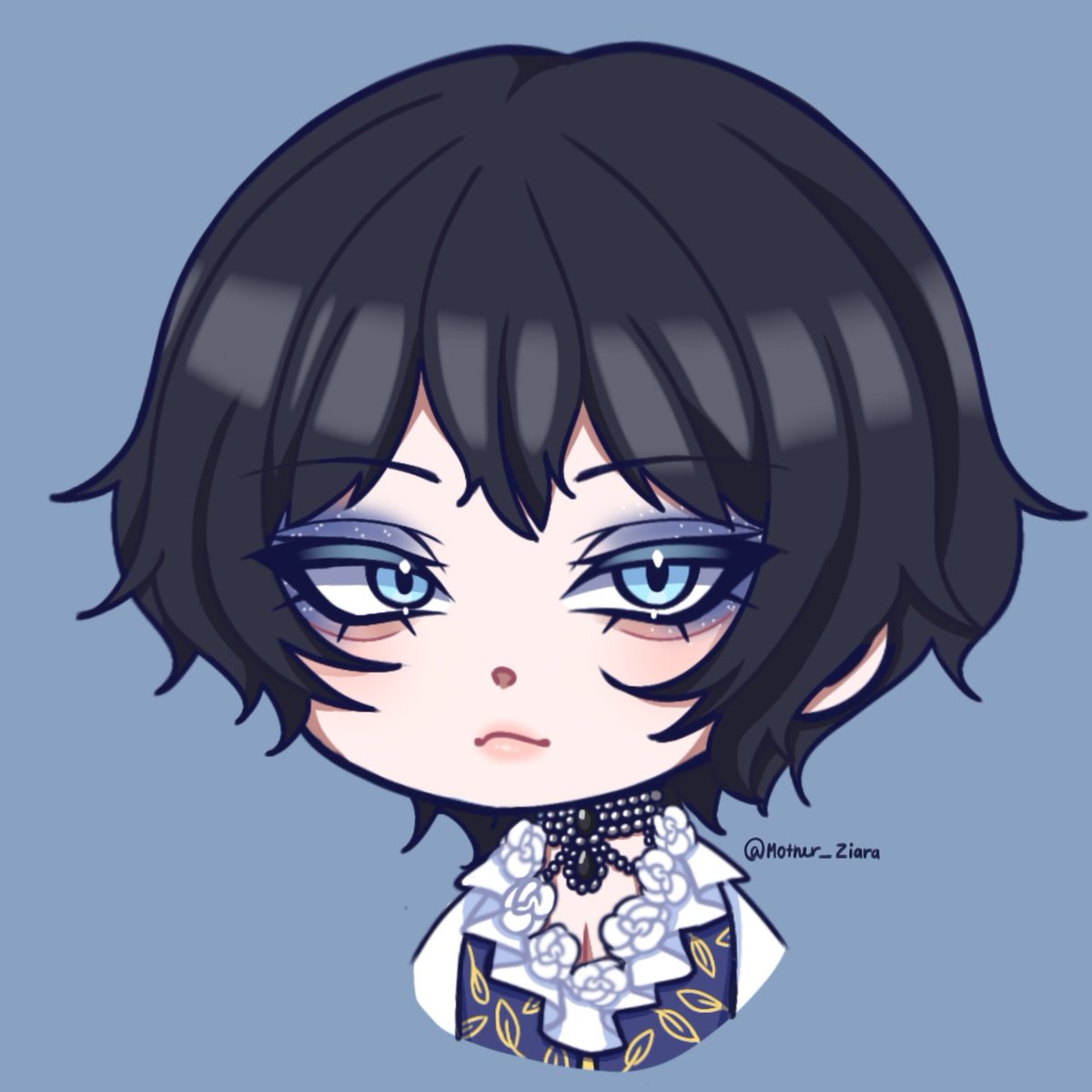 I finished the chibi version of him! I didn't draw his head accessories since they kept ruining the drawing lol! But I love his eye makeup! 💙
#royalehigh #ocart #RHTC