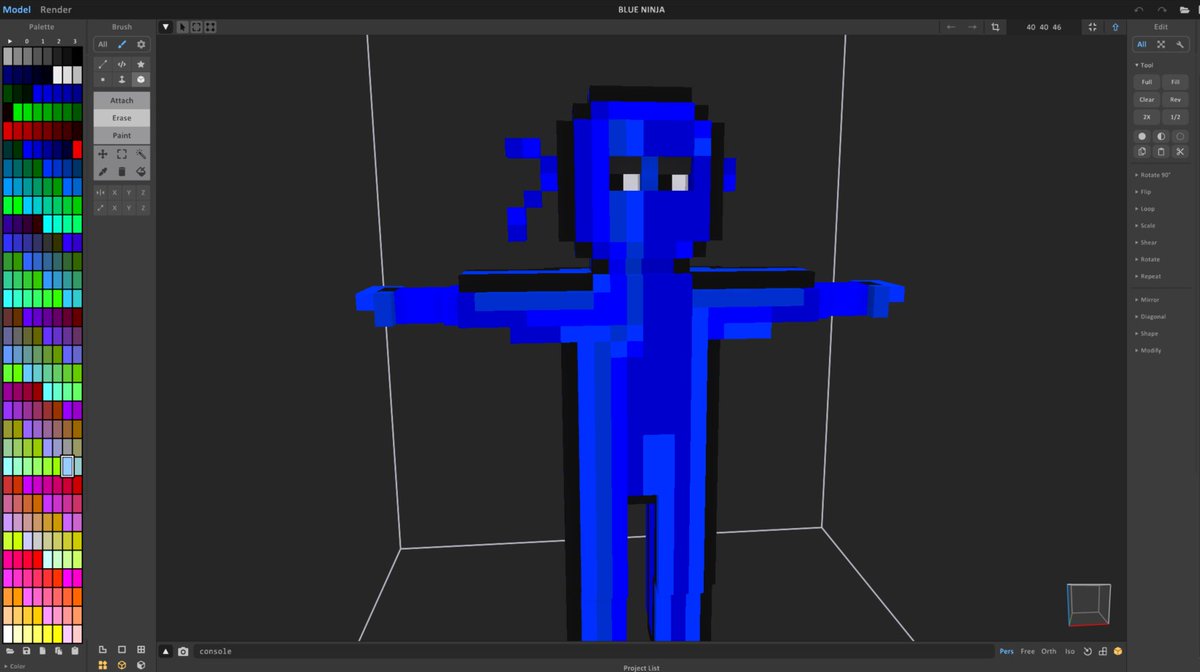 Blue Ninja Daemon in 3D