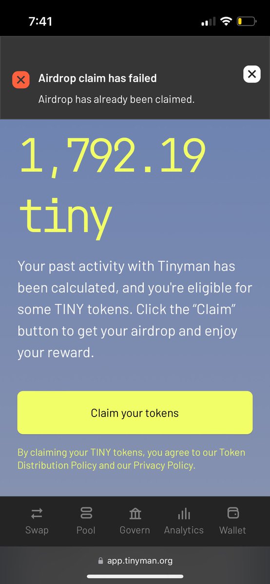 Alexanderbuilds's tweet photo. @tinymanorg anyone else have this issue with there wallets?  #Algorand https://t.co/88BXq3PFGw