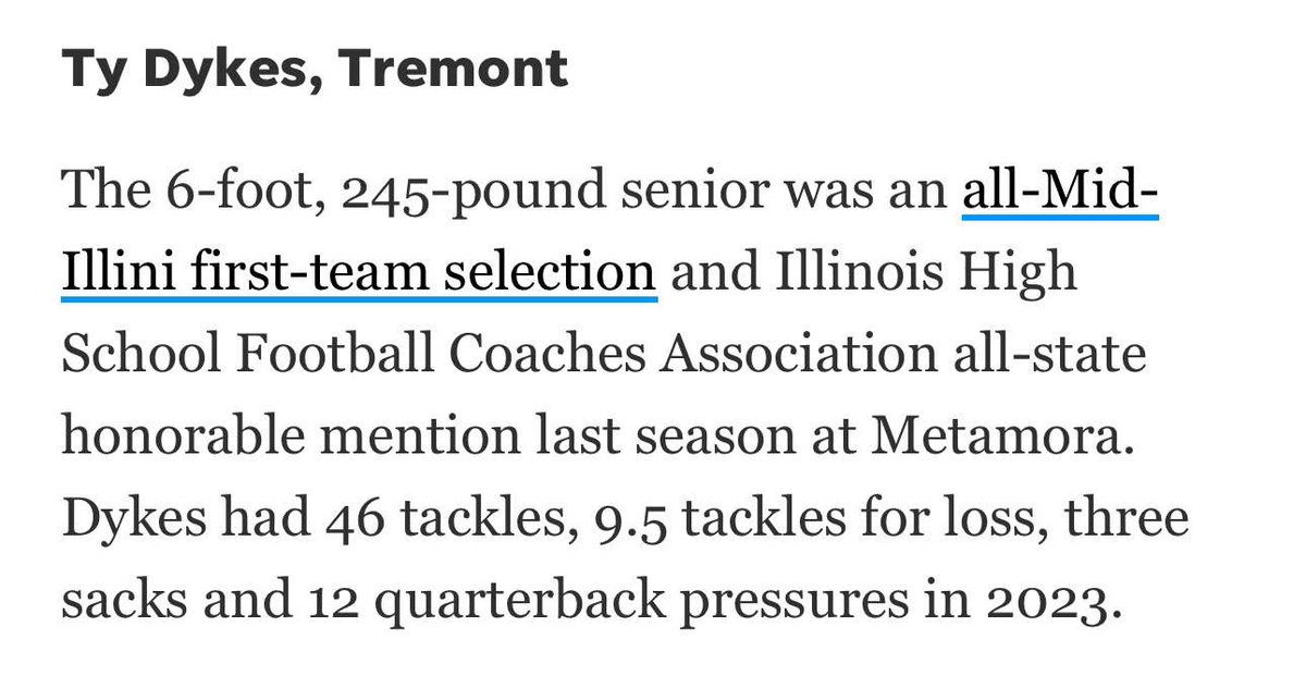 Ty Dykes (@tydykes) on Twitter photo Thank you <a href="/pjstarsports/">Journal Star Sports</a> for naming me top ten players to watch in Peoria area for offensive line AND defensive line! <a href="/Kalus_Murphy/">Coach Murphy</a> <a href="/CoachWark/">Derrek Warkenthien</a> <a href="/NCHSPanthersFB/">North Central Football</a> <a href="/PrepRedzoneIL/">Prep Redzone Illinois</a> <a href="/OJW_Scouting/">PrepRedzone Oliver</a>
#RATS Thank you <a href="/pjstarsports/">Journal Star Sports</a> for naming me top ten players to watch in Peoria area for offensive line AND defensive line! <a href="/Kalus_Murphy/">Coach Murphy</a> <a href="/CoachWark/">Derrek Warkenthien</a> <a href="/NCHSPanthersFB/">North Central Football</a> <a href="/PrepRedzoneIL/">Prep Redzone Illinois</a> <a href="/OJW_Scouting/">PrepRedzone Oliver</a>
#RATS