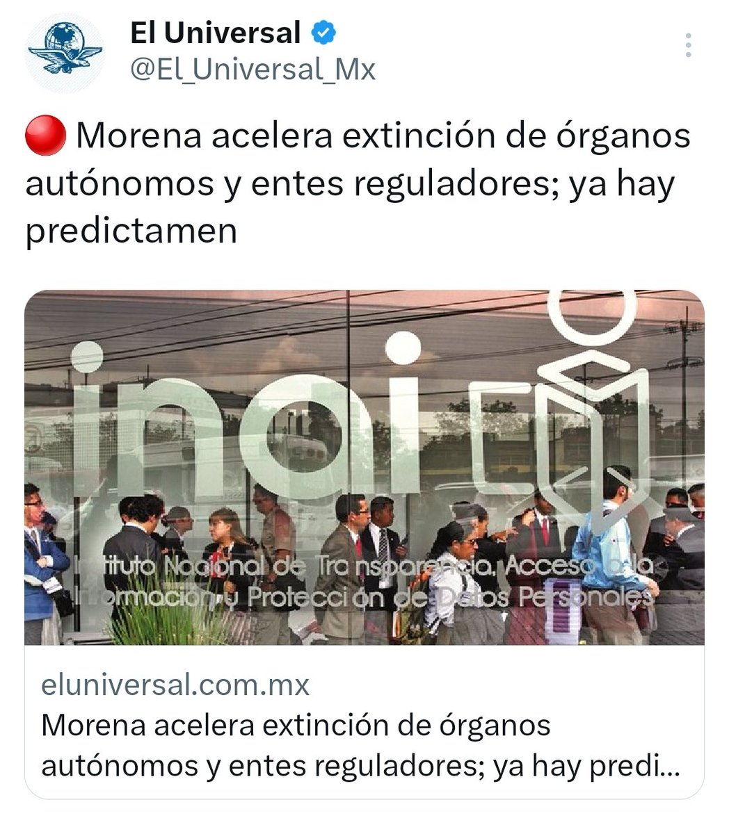 #NoticiasDeÚltimaHora 
🚨 ADIÓS AL INAI, IFT y otros Órganos Autónomos 

Mientras la fachiza se distrae con Venezuela, aquí Morena prepara la APLANADORA para desaparecer todos los órganos inservibles en poder del Prian. 

A disfrutar lo votado...