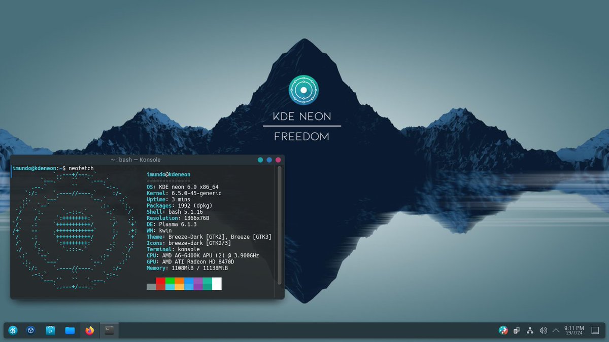 4Sentinell's tweet photo. Bueno, luego que Arch murio ayer, pues termine volviendo en mi pc a #KDENeon
Al final siempre regreso a las dos mejores versiones en mis ordenadores: #Fedora y #KDENeon https://t.co/VWbHD2NrMj