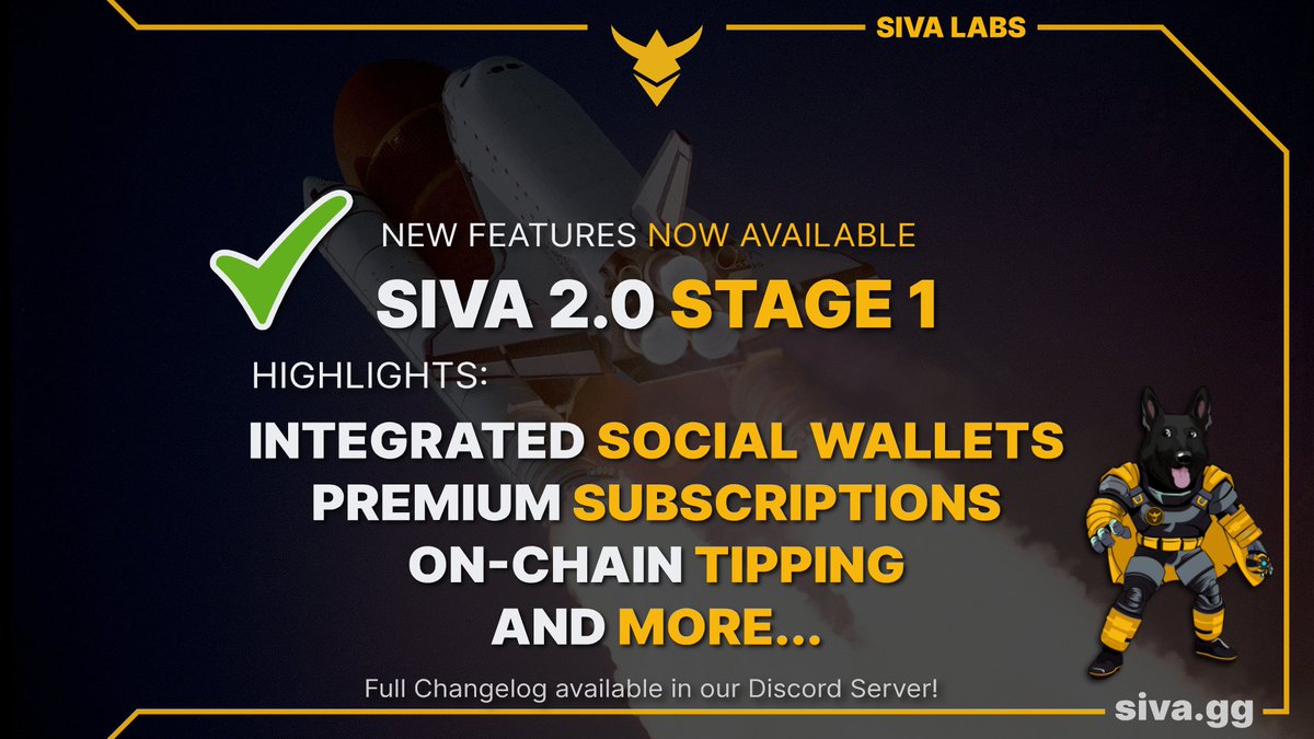 🚀 Announcing SIVA 2.0 - Stage 1 🚀

We are excited to unveil the first phase of our SIVA 2.0 upgrade, bringing significant improvements and new features to enhance your experience. This release sets the stage for advanced functionality and user engagement within our ecosystem.
