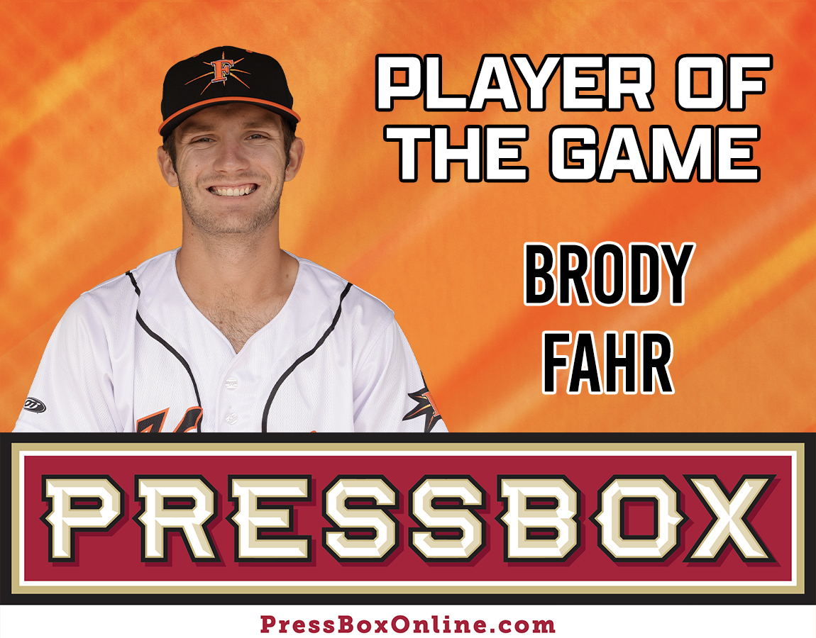 Brody Fahr was today's <a href="/PressBoxOnline/">PressBox</a>  Player of the Game.

Fahr went 3-4 with 3 singles and 2 RBIs.

Congrats, Brody!