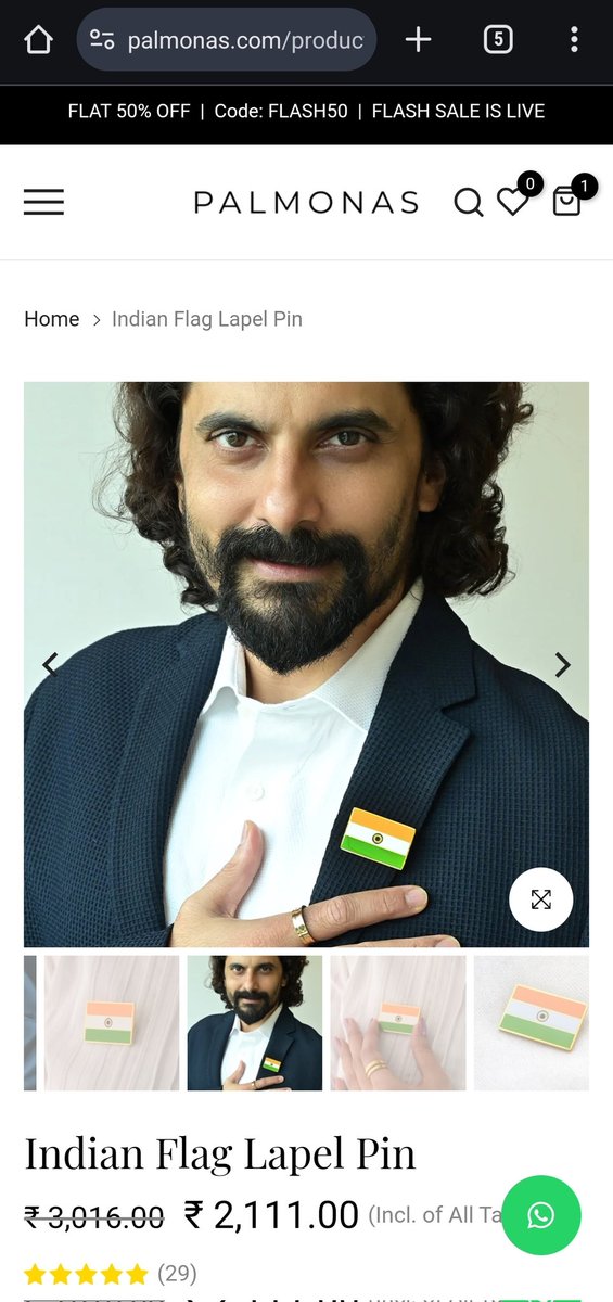 tiwarishridutt's tweet photo. I was on the verge of completing my purchase when I noticed an inaccuracy in the product's design. The Indian flag depicted on the item contains only 18 stripes, while the correct number is 24. I kindly request that @Palmonas rectify this error. https://t.co/h0tDZ1Qw3L