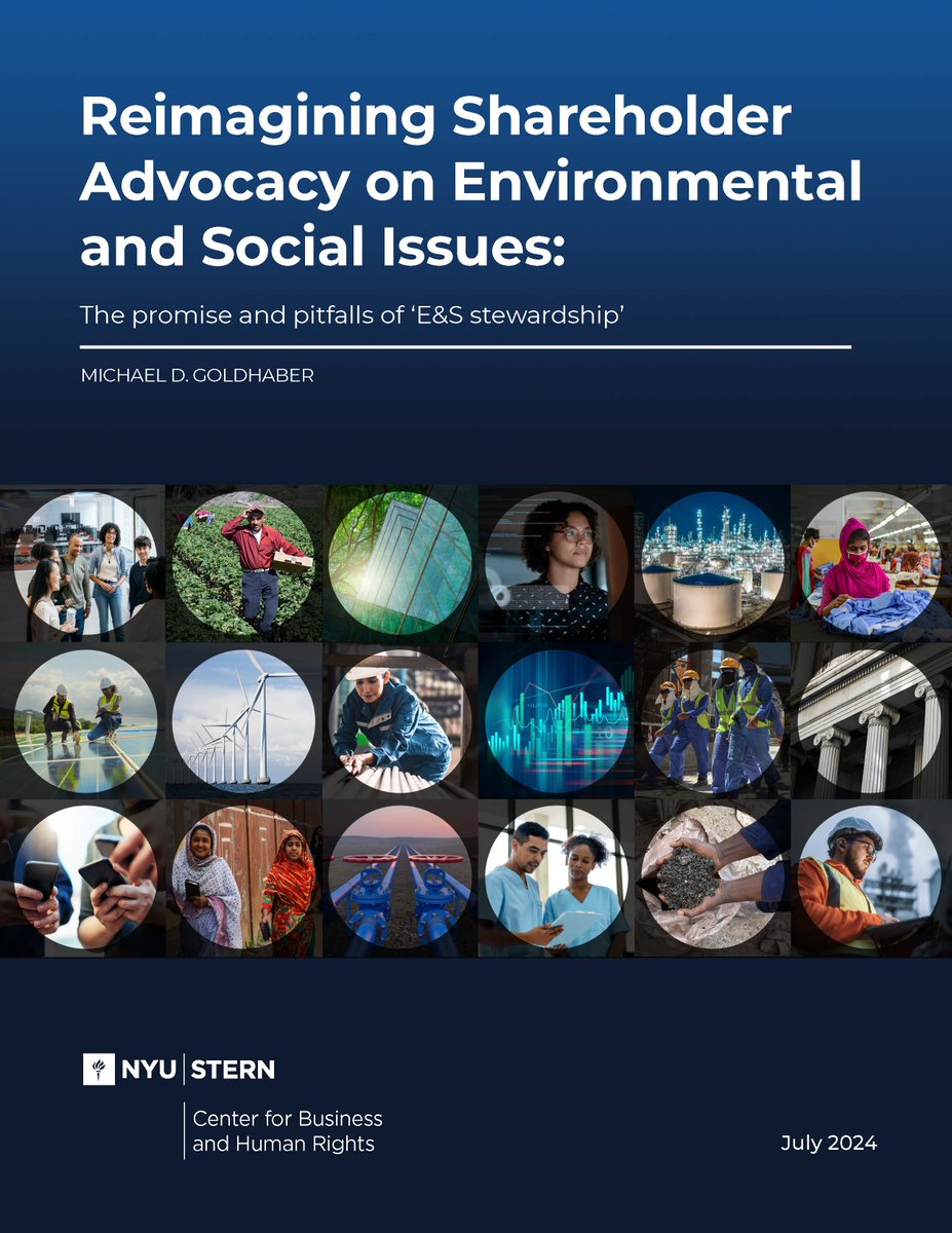 In a new report, released today, Michael D. Goldhaber emphasizes that shareholder advocacy must have real-world impact, and not just settle for aspirational reports. Read the report here: bhr.stern.nyu.edu/publication/re…