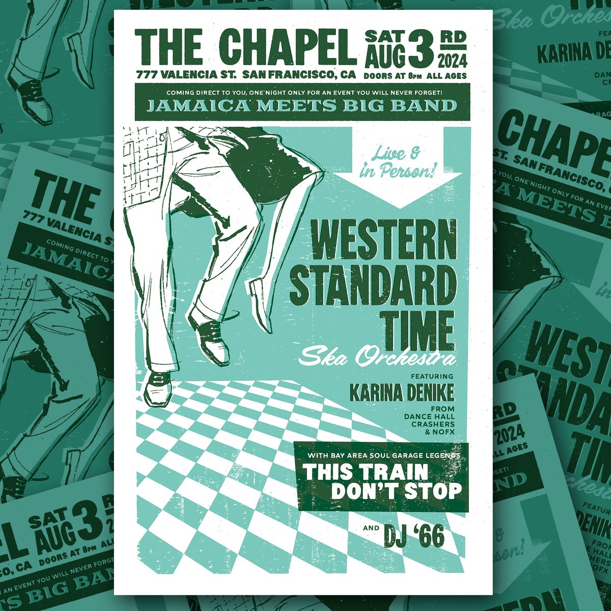 Western Standard Time Ska Orchestra with Karina Denike (Dance Hall Crashers &amp; NOFX) returns to The Chapel this Saturday, August 3, along with This Train Don't Stop + DJ '66. 🎟️: tinyurl.com/yc2rem89