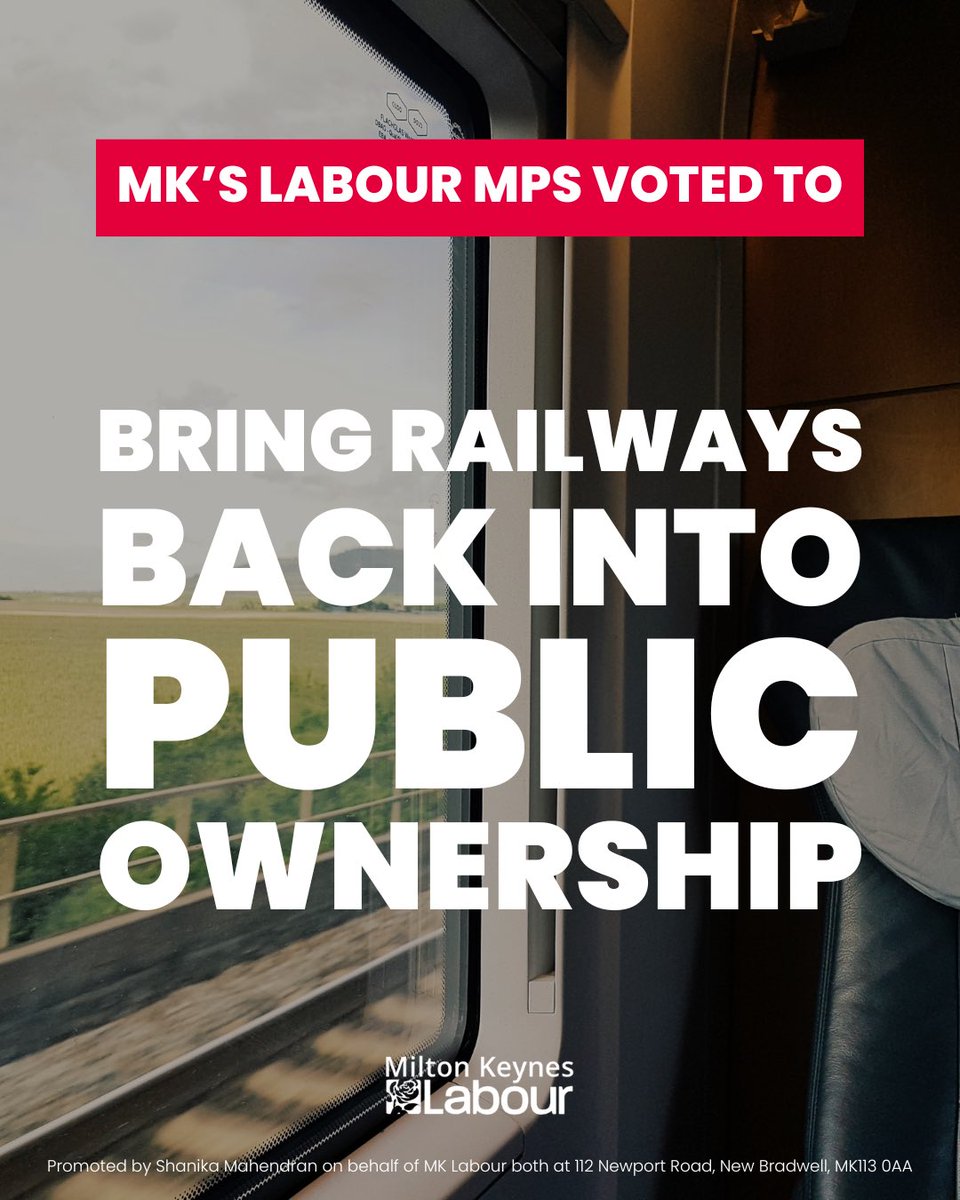 Tonight our 3 Labour MPs voted to bring the railways back into public hands 🙌 🚄

✅ Money the public spends on trains should be reinvested, not given out as private profit.