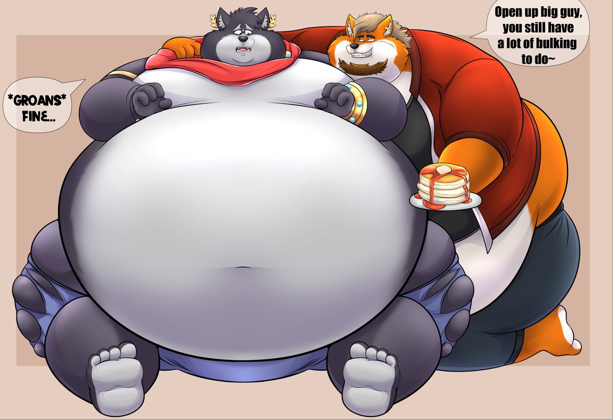 Looks like Amicus' bulking regime is going extremely well, maybe too well—he might need jeans a couple sizes bigger!
Conner's really enjoying feeding his big guy~

3/? Sequence Comm by the amazing @EddieFragoso , thank you so much!🧡🍊