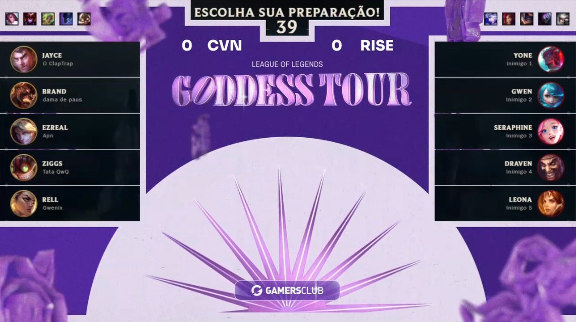 DRAFT NA TELA!!! 
VAI COMEÇAR A FINAL MD5 ✨
VEM TORCER PRA GENTE #GOCOVEN
📺: twitch.tv/gamersclublol