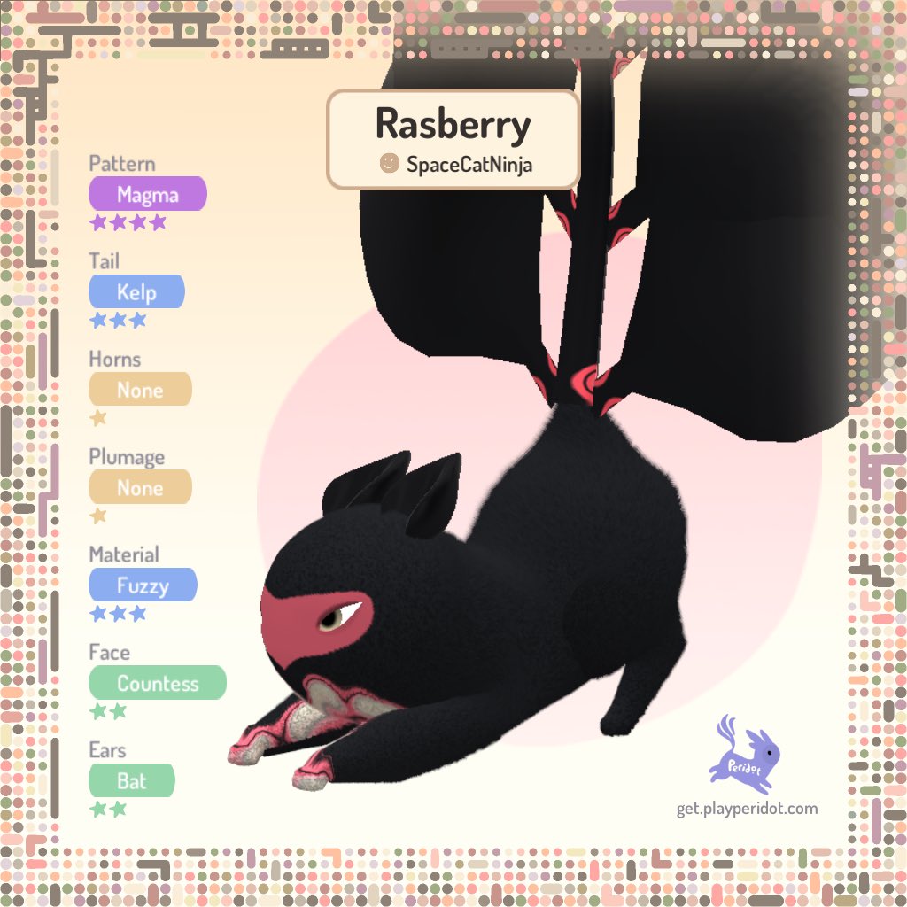 KorrenaGamer's tweet photo. My fourth dot, Raspberry. 
(Missspelled on accident in game, and just now noticed. Oops) 
#playperidot #keeperspacecatninja https://t.co/ly232HSJQy