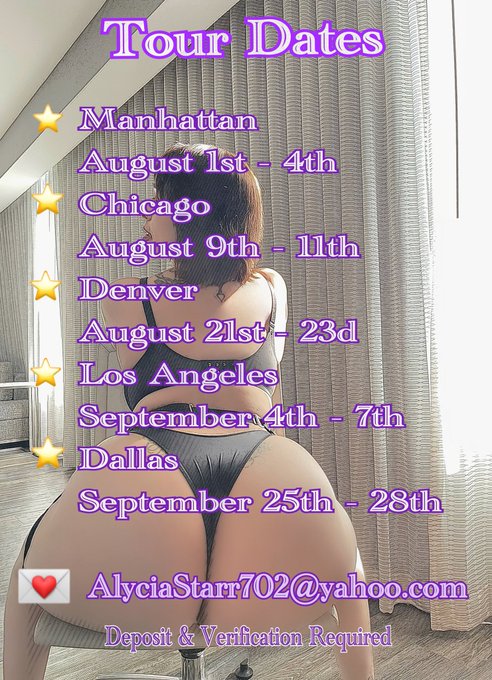✨??️??️??⭐️??✨
⭐️✨? LA, NY, IL, CO, TX ?✨⭐️
?: AlyciaStarr702@yahoo.com https://t.co/PBHPO9nz1F