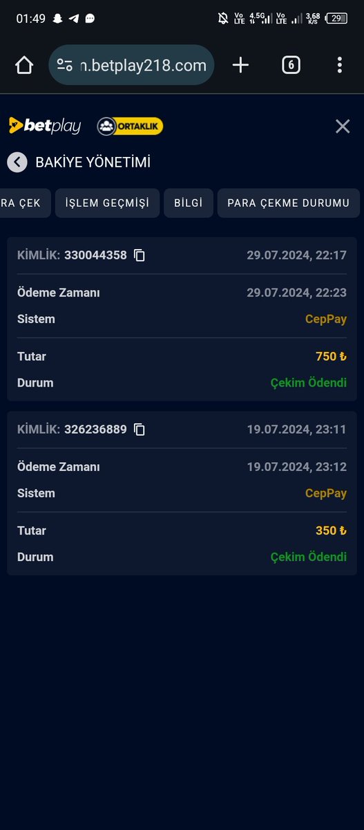 #BetPlay
Teşekkürler betplay anında ödeme 
K.ad grimybeard