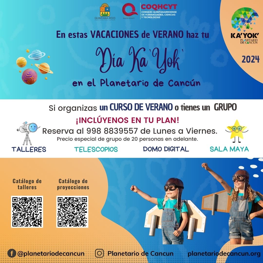PlanetarioCun's tweet photo. AGENDA de Agosto 2024 en Ka'Yok'
@PlanetarioCun
https://t.co/2w53WKkaye
@VivoEnCancun @DonLimon @Lizzysa @Cultura_Cancun @soyAleFloresmx @PorqueAmoCancun @Love_Cancun
@EscuelasCancun
#KayokContigo un #UniversoParaTí https://t.co/e6MwkIxum3