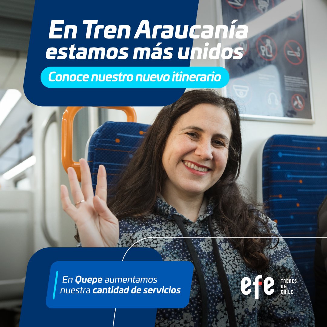 EFE_Araucania's tweet photo. ¡Tenemos un nuevo itinerario con más servicios! 🗓️ A partir de este 30 de julio se agregan nuevas salidas.

¡Revísalas aquí! 👀 https://t.co/EwhXgqLdAD