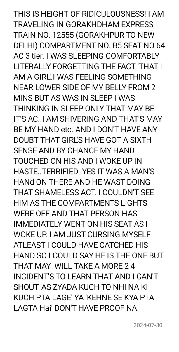 ridhimav3's tweet photo. I had to post it. Couldn't write it all here as X doesn't allow so attaching as pictures. And I absolutely want to thank @RailMinIndia @IRCTCofficial @AshwiniVaishnaw as there was  no police and I felt really safe while travelling in train. https://t.co/pNKpdTDJT9