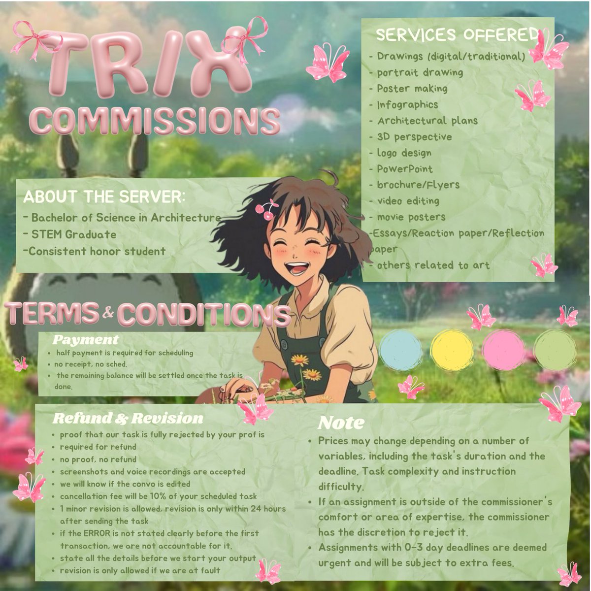 ˗ˏˋ🧿【 𝐏𝐈𝐍𝐍𝐄𝐃 𝐏𝐎𝐒𝐓 】🧿ˎˊ˗

Read details below! 💐

:⋆✩Message me with your inquiries! 
𝙖𝙘𝙘𝙚𝙥𝙩𝙞𝙣𝙜: 𝘳𝘶𝘴𝘩, 𝘯𝘰𝘯-𝘳𝘶𝘴𝘩, 𝘩𝘦𝘢𝘷𝘺, 𝘭𝘪𝘨𝘩𝘵 𝘵𝘢𝘴𝘬𝘴.

#studytwt #studytwtph #commstwt #acad #AcademicCommissioner #AcademicTwitter #trixcomms