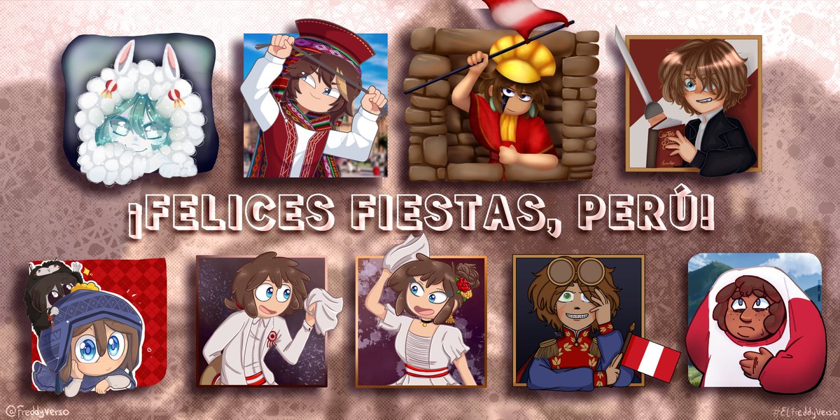 freddyverso's tweet photo. Por ser el mes patrio en Perú les traemos El Collab Freddys Peruanos 🇵🇪 ✨
Por:
@Shyta123 
@HatsumiChinami 
@pcheessecake 
@nill_strokes 
@sweetie_fresi
@sunbunnie_

#DarkHS #fhsnexus #JokesMemories #fhsBLOODLINE #FHSSD #fhsrework #youcanshine #fhspg #FNAFHS #FHS #ElFreddyverso https://t.co/nt27m6M6ae