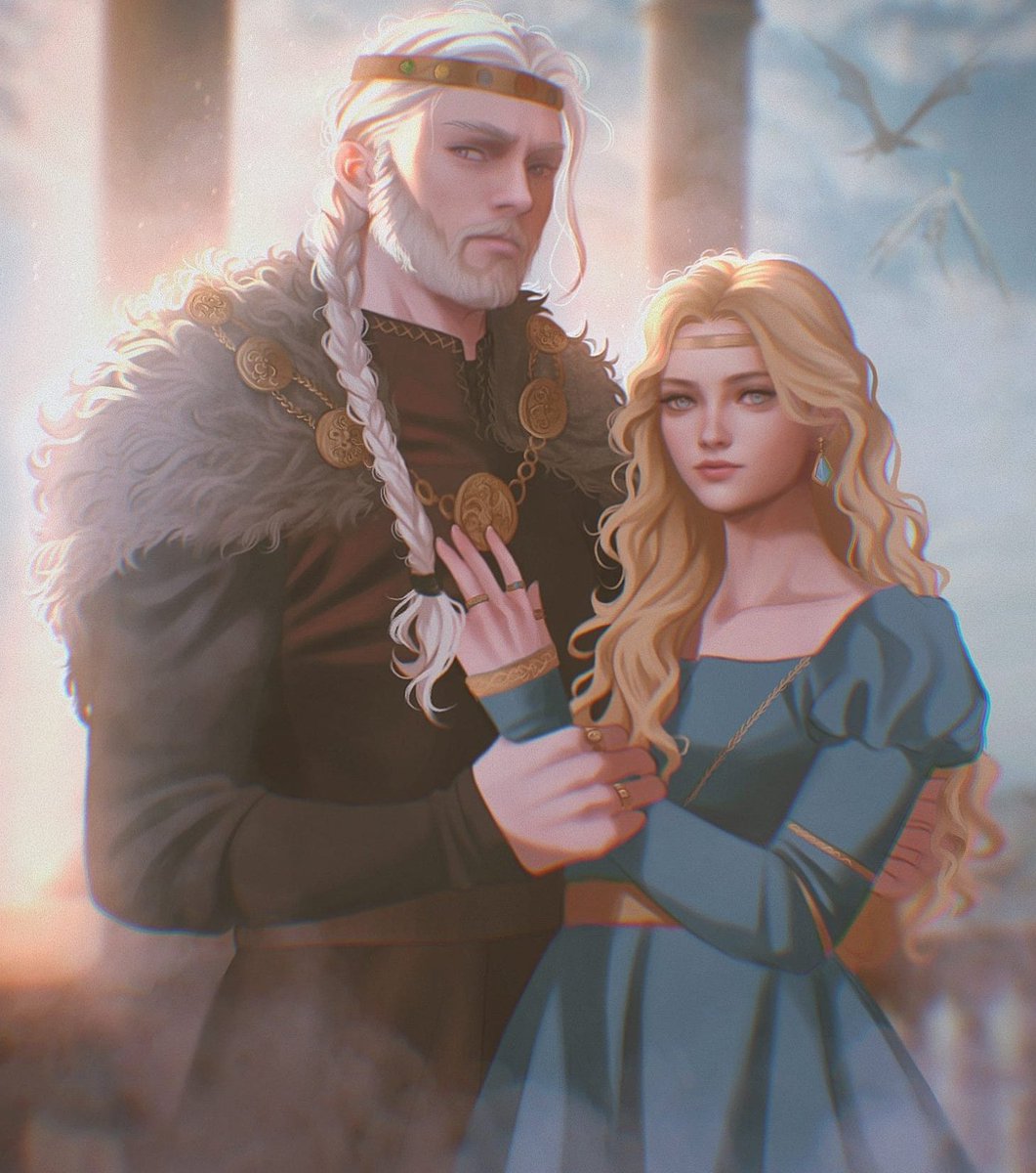 Masclarowater's tweet photo. Hugh el Martillo y Ulf el Blanco, nietos de Jaehaerys y Alysanne (o eso parece). No sorprende, por tanto, que ambos se hicieran con sus míticos dragones, Vermithor y Ala de Plata.

#HouseOfTheDragon https://t.co/vluLCfxYrr