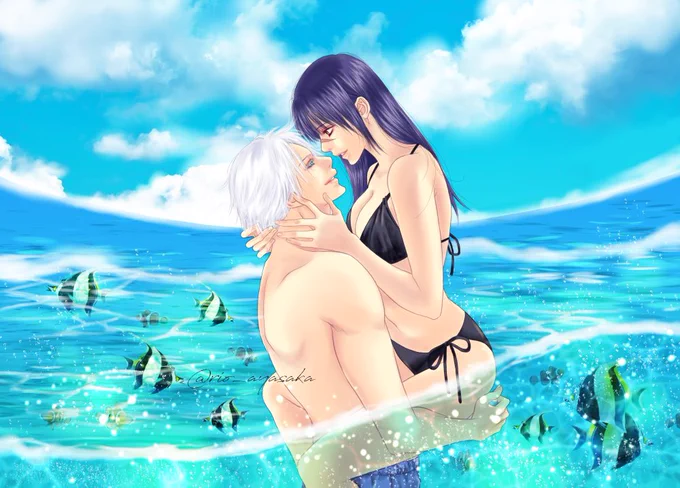夏の海。
この4年で夥しい量の五歌絵を描いてるけど夏の海の絵は案外少なかった。
#五歌 