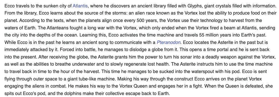 Yo, spoiler alert for Ecco the Dolphin (Genesis). (And happy 31st birthday to it as well.) But holy shit what in the world was this game.