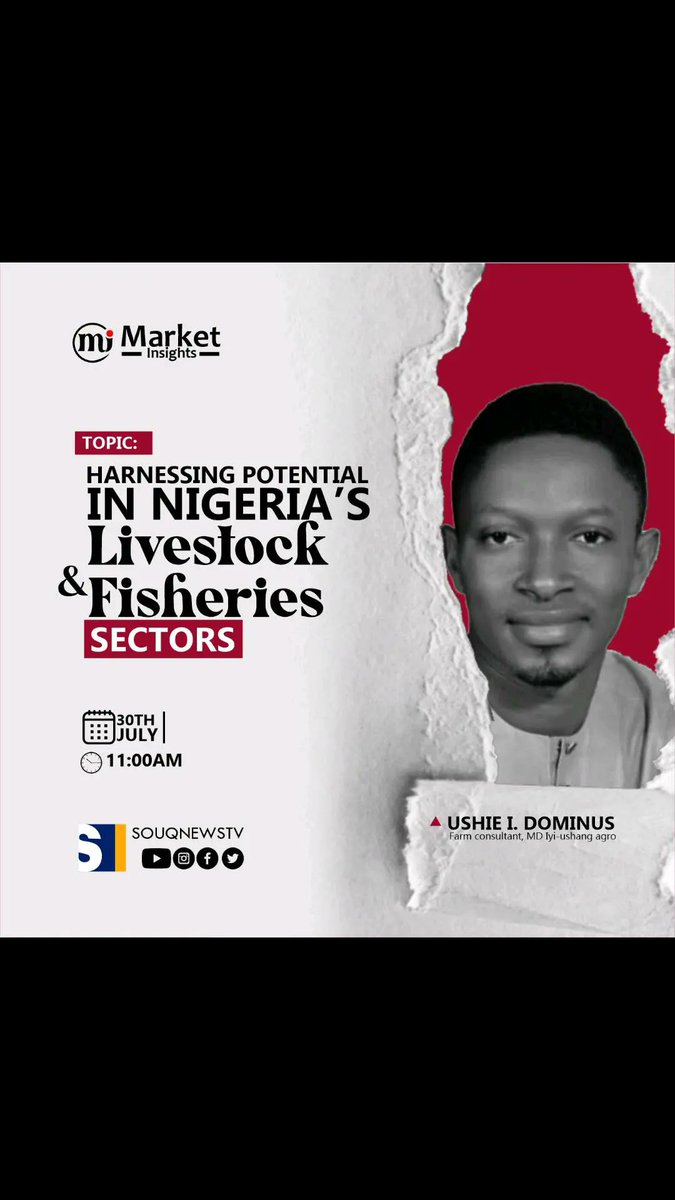 DominusUshie's tweet photo. Join me tomorrow as we explore the livestock and fisheries sector of Nigeria's economy... 
#backyardbusiness
#IyiushangAGro
#hendrixfeed https://t.co/w7G1wkTj6S