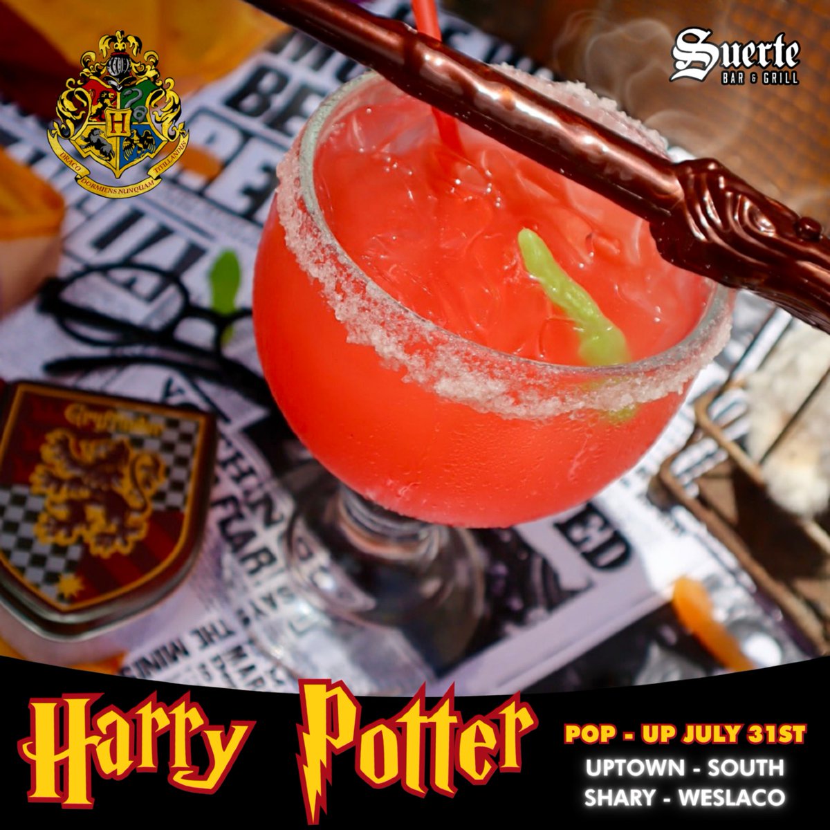 SuerteBar's tweet image. HAPPEE BIRTHDAE HARRY PARTY JULY 31ST ‼️⚡️🥳

📍Uptown McAllen 📍South 10th McAllen 📍Sharyland 📍Weslaco

#Potterhead⚡️ #harrypotter #rgvevents #happeebirthdaeharry