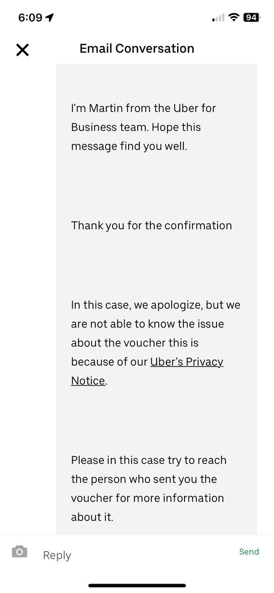 rayrayssi's tweet photo. Just had the worst experience with @UberEats support. They responded with a message meant for someone else and didn’t address my issue at all. Still waiting for my voucher to be resolved. Extremely disappointed. #CustomerServiceFail #ubercustomer #wastedaday https://t.co/CRquUt39TN