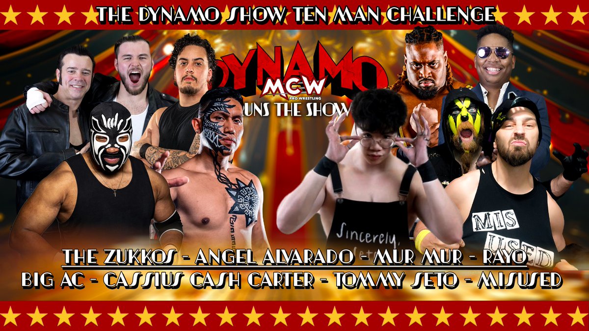 MCWWrestling's tweet photo. Just signed for "Dynamo Runs The Show" - Celebrating the Life of Brandon Holman on Saturday August 10th👇👇

🎟️ https://t.co/P2rZEGj6xG 🎟️

The unpredictable nature of Dick Dynamo plays out here with this 🔟 Man Tag Team match featuring some of #MCWProWrestling’s hottest up and comers and a few other familiar faces for good measure.

Ronnie & Ryan Zukko, Angel Alvarado, Mur Mur and Rayo 🆚 Big AC, Cassius Carter, Tommy Seto and The Misused
