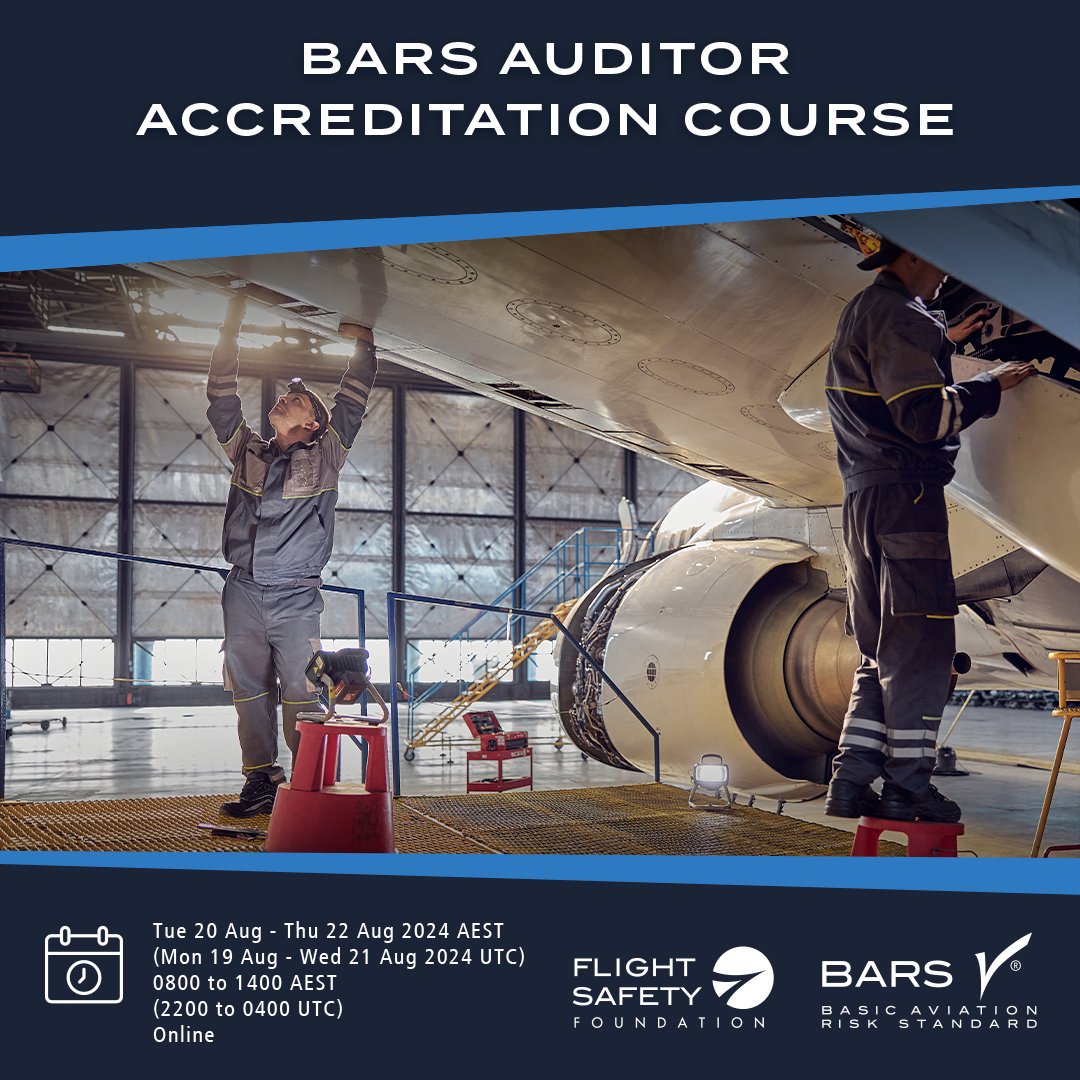 fsfBARS's tweet photo. Reminder to register for the next BARS Auditor   Accreditation course!

To see all upcoming BARS Auditor Accreditation courses for 2024 and for more information please visit https://t.co/fmH4Jk6oNt
  
#training #aviation #auditor #accreditation #safety #audit https://t.co/VSdpcuqSZI