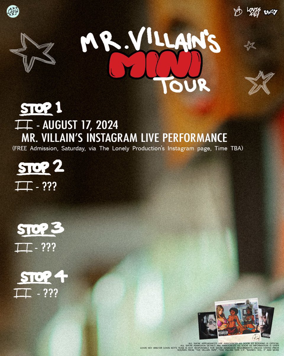 akalouiskey's tweet photo. UPDATE UPDATE UPDATE ‼️😈
Hope to see you there … #villainfam ✌🏼 #minitour #tourlife #explore #LOUIE #daytonohio https://t.co/HMeBCGvvR5