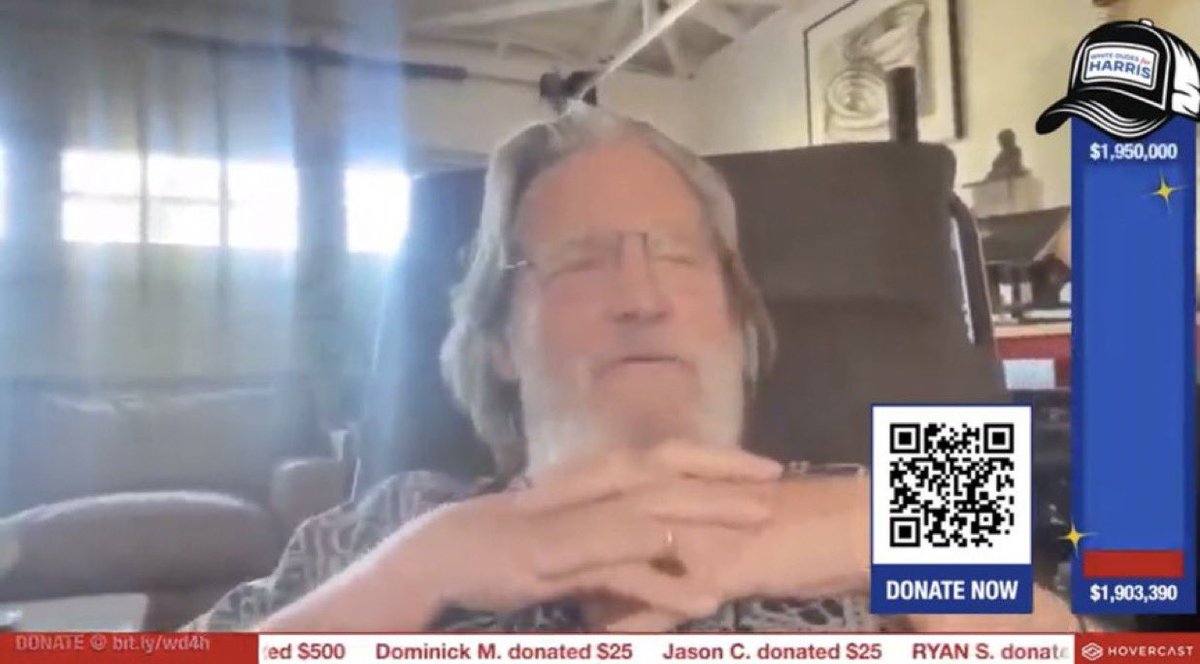 Jeff Bridges: “I’m white, I’m the Dude, and I’m for Harris.” This is how it’s done &amp; we need so much more of this.