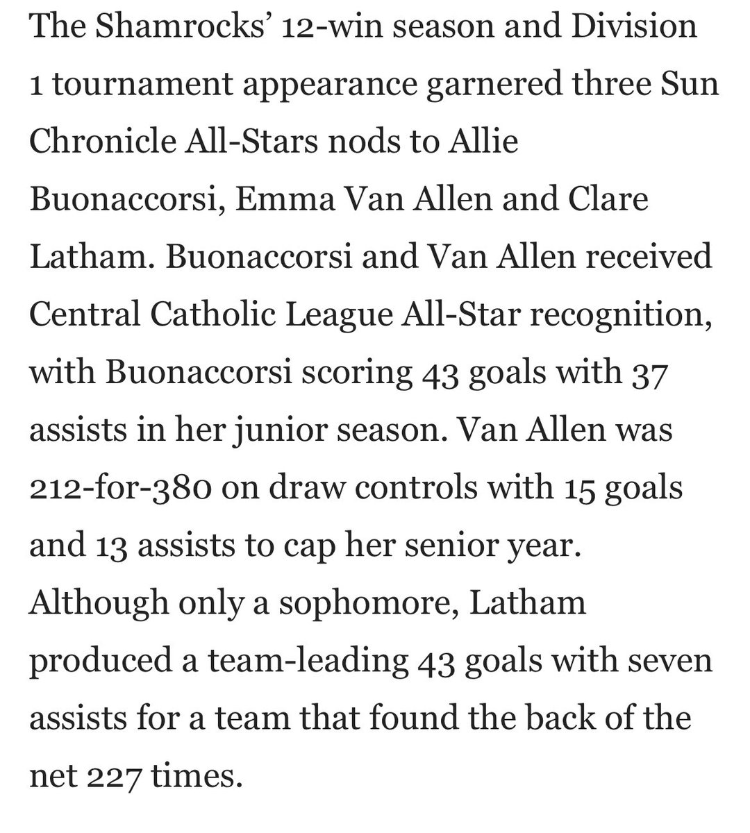 3️⃣ Sun Chronicle All-Stars representing the rocksglax 2024 season🎉🎉