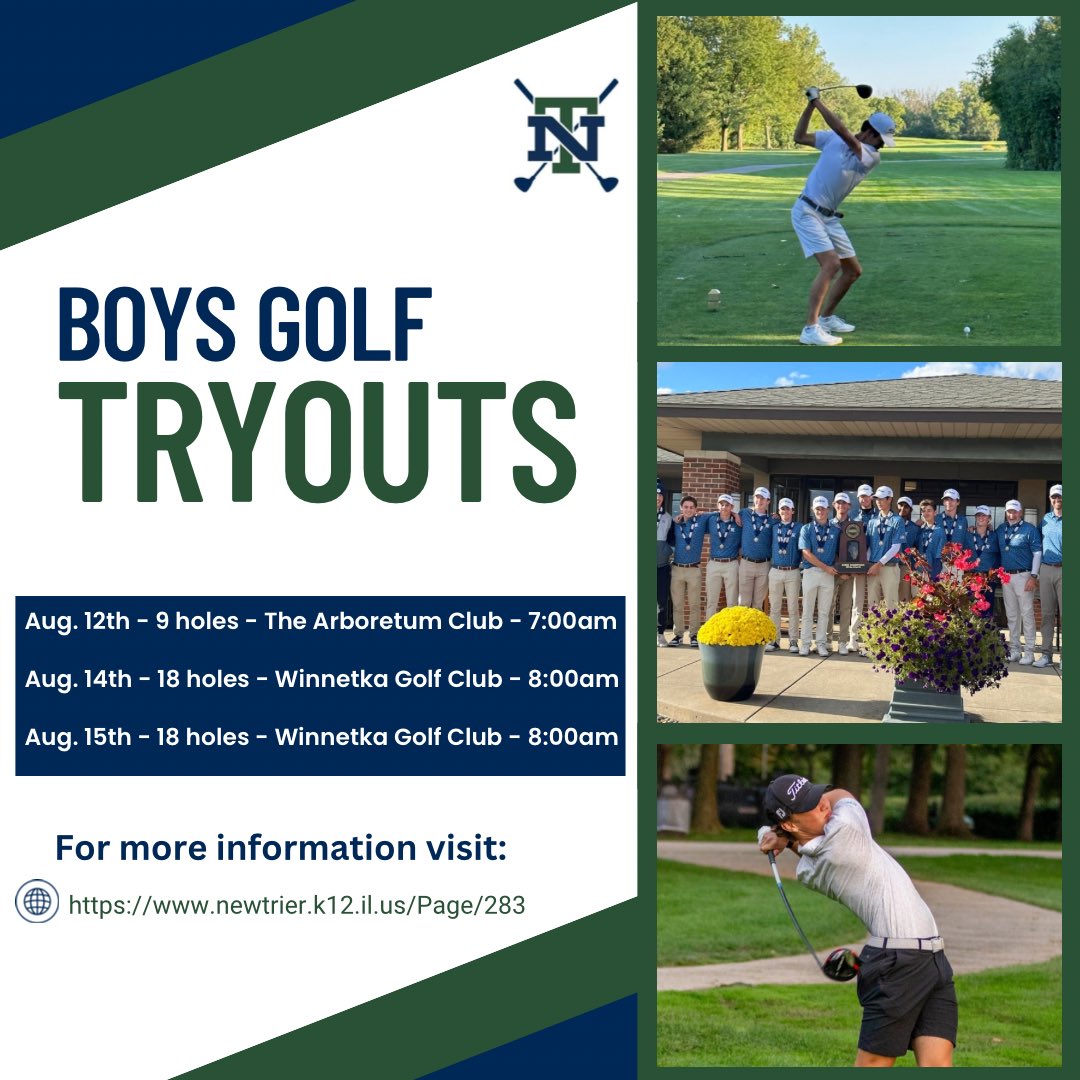 Tryouts are just two weeks away!

Visit newtrier.k12.il.us/Page/283 for more information.