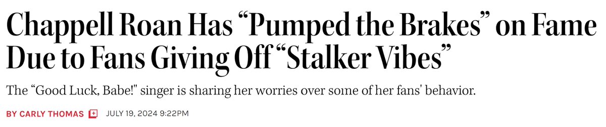 Last week, Roan became the latest queer/woman artist to say she's retreating from the spotlight due to her stans, the vast majority of whom are women, stalking her/her family. But the stans will stay focused on ideas like this to avoid questioning the insane culture they sustain