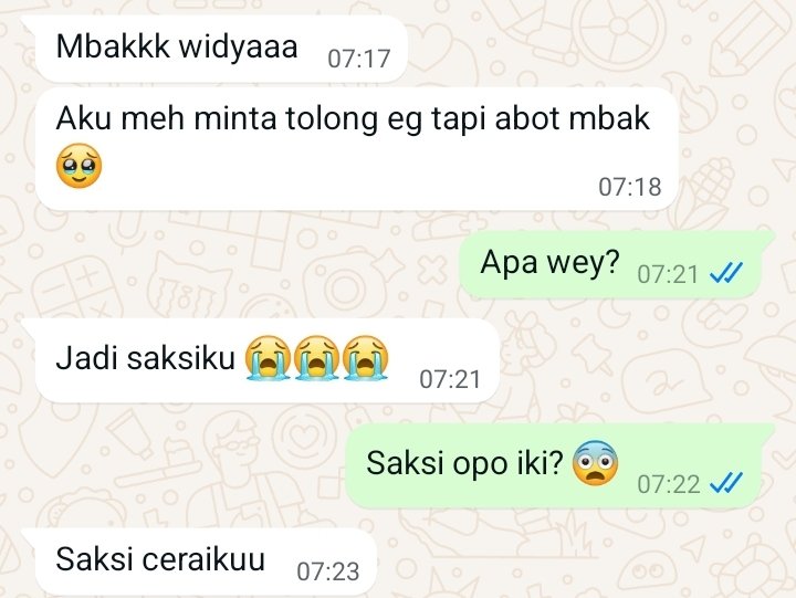 Wikidieew's tweet image. Weteng lg loro²nya pi im is, malah isuk² di WA dikon jd saksi cerai. Anj 😮‍💨😵‍💫