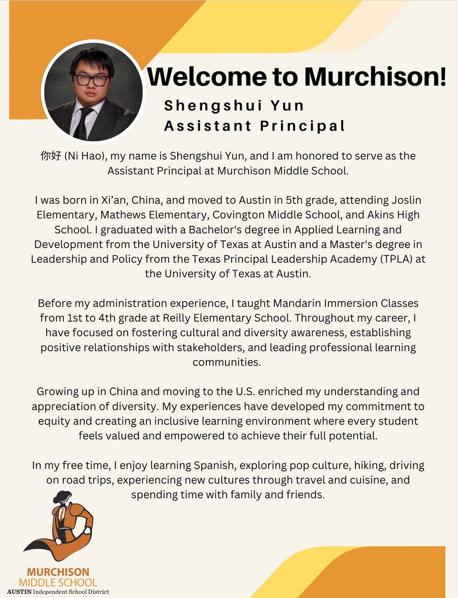 Reilly Elementary-Mandarin & Spanish Dual Language (@reillyelem) on Twitter photo Bursting with pride and joy🎉🥳! One of Reilly's former Mandarin teachers, Mr. Yun, is heading to Murchison MS as their new AP. We're beyond thrilled for you, Mr. Yun! Go be amazing! #TPLA #BilingualLeaders #Mustang2Matador <a href="/Shengshui_Yun/">Shengshui Yun, M. Ed</a> <a href="/katrinabailey08/">Katrina Bailey, Ed.D.</a> <a href="/drdebracantu/">Dr. Debra Cantú</a> Bursting with pride and joy🎉🥳! One of Reilly's former Mandarin teachers, Mr. Yun, is heading to Murchison MS as their new AP. We're beyond thrilled for you, Mr. Yun! Go be amazing! #TPLA #BilingualLeaders #Mustang2Matador <a href="/Shengshui_Yun/">Shengshui Yun, M. Ed</a> <a href="/katrinabailey08/">Katrina Bailey, Ed.D.</a> <a href="/drdebracantu/">Dr. Debra Cantú</a>