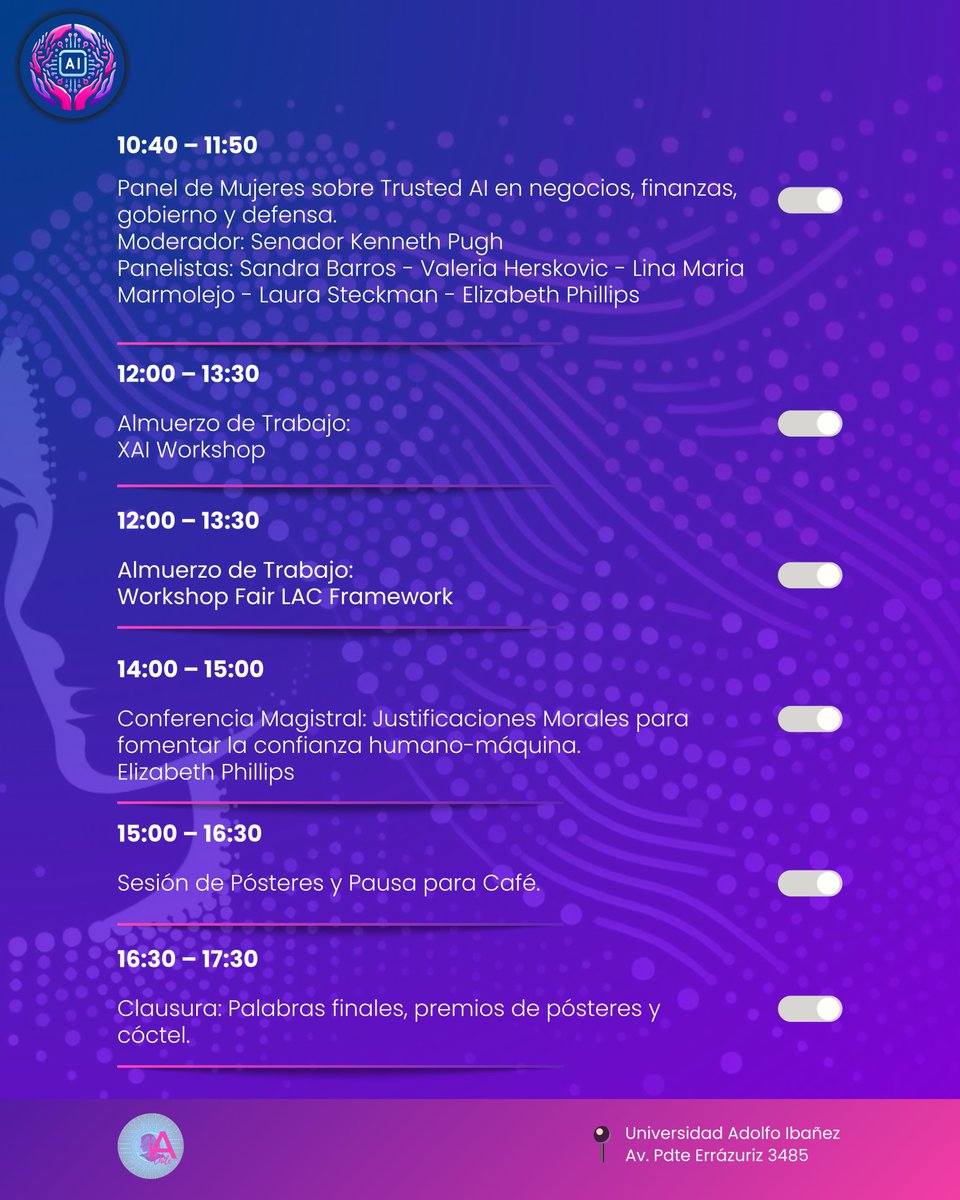 mujeresIA's tweet photo. Anuncio: 
Workshop Trusted AI 2024

📅 Fecha: Lunes 2 de Septiembre
📍 Lugar: Universidad Adolfo Ibáñez, Av. Pdte. Errázuriz 3485

Inscripciones abiertas. https://t.co/deLXNqFN4Z https://t.co/nZHplxytCq