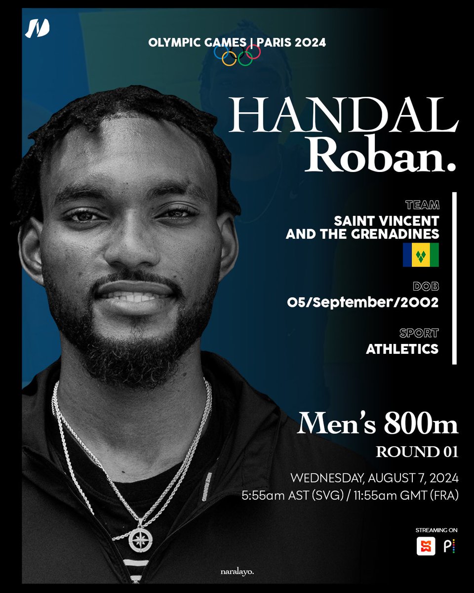 Meet Saint Vincent and the Grenadines’ 2024 Olympians🇻🇨

Action kicks off Thursday, August 1, 2024.

Let’s go, Team SVG!

#naralayo #olympics #teamsvg