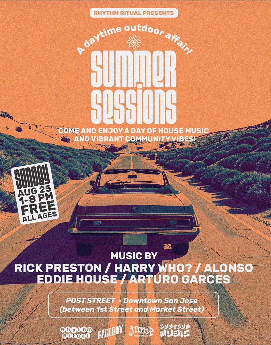 RhythmRitual's tweet photo. San Jose, save the date! Join us for the next Rhythm Ritual - Summer Sessions on Sunday, August 25th. https://t.co/L0tsl0fgGs