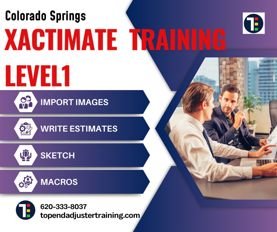 topendadjuster's tweet photo. Xactimate Level 1 Training for Adjusters, Contractors and Mitigators'.

Three days of in-person starting August 6th in Colorado Springs. 

Sign up at https://t.co/vZ7Qch3UoX, call or TXT 620-325-0649.

#adjuster #contractor #mitigation #xactimatetraining #topendadjustertraining https://t.co/kq18aVQasQ