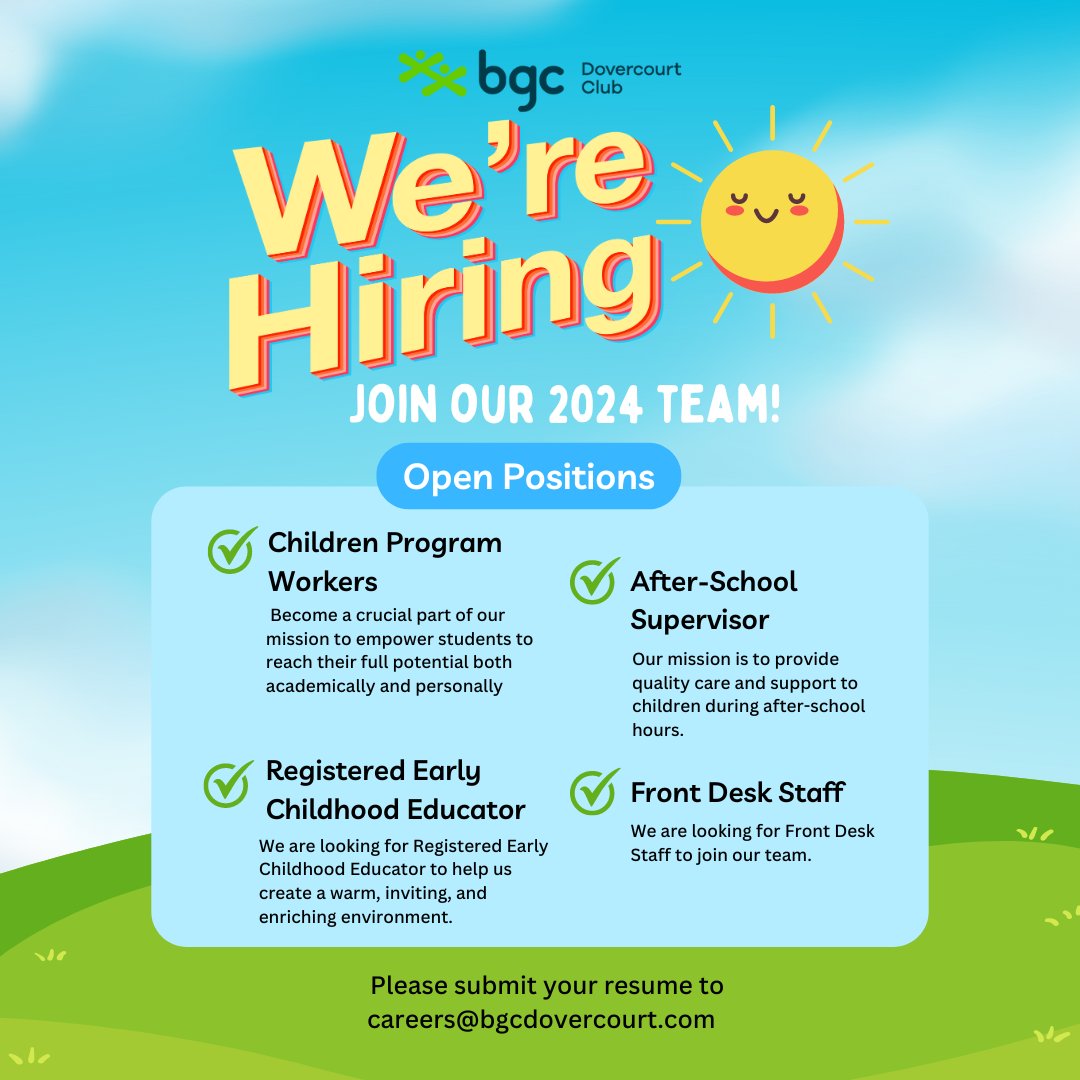 Discover all our latest job openings by visiting our job board at bgcdovercourt.com/job-board-2.